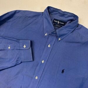 Ralph Lauren Yarmouth Mens 17 35 Blue Oxford Button‎ Down Shirt Polo Pony